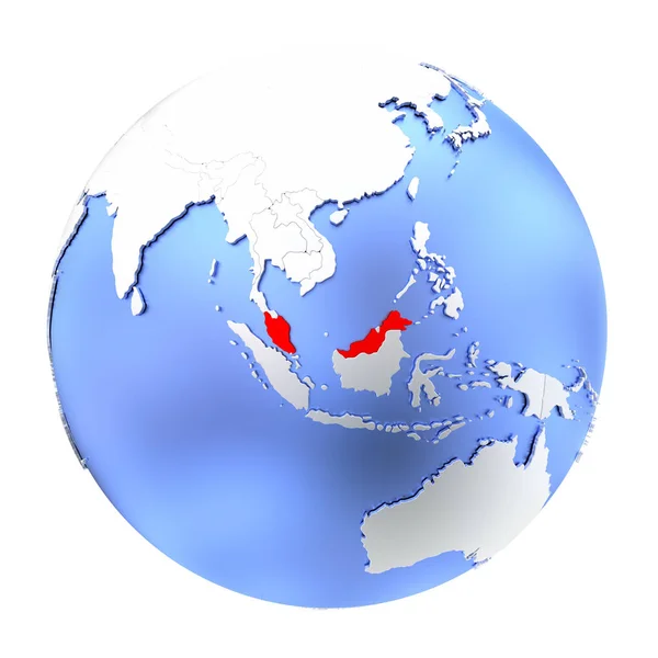 Malesia su globo metallico isolato — Foto Stock