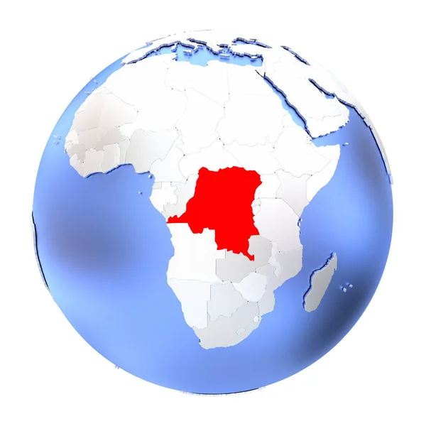 Demokratiska republiken Kongo på metalliska jordglob isolerade — Stockfoto