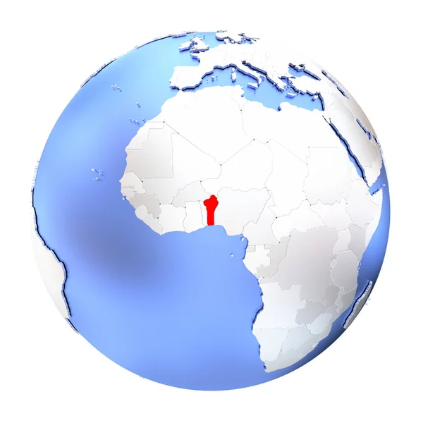 Bénin sur globe métallique isolé — Photo