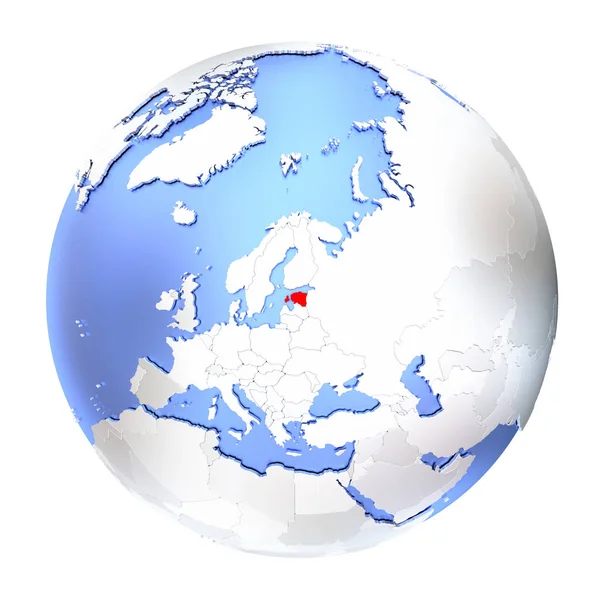 Estonia on metallic globe isolated — Stock Photo, Image