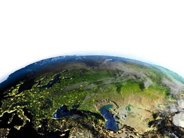 Batı ve Orta Asya yeryüzünde - görünür okyanus tabanı