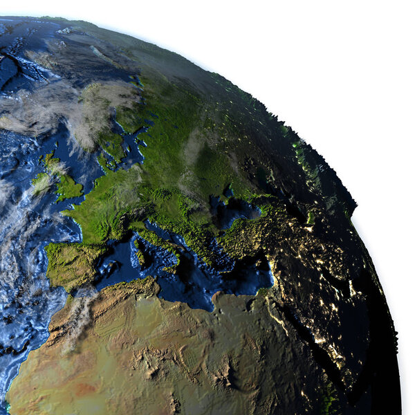 EMEA region on Earth - visible ocean floor