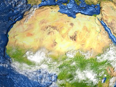 Kuzey Afrika Dünya - görünür okyanus tabanı üzerinde