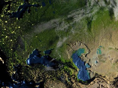 Gece - görünür okyanus tabanı yeryüzünde Batı Asya