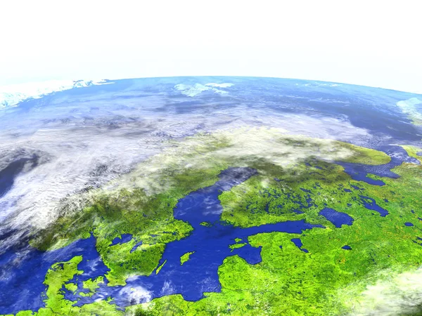 Scandinavisch schiereiland op realistische model van aarde — Stockfoto