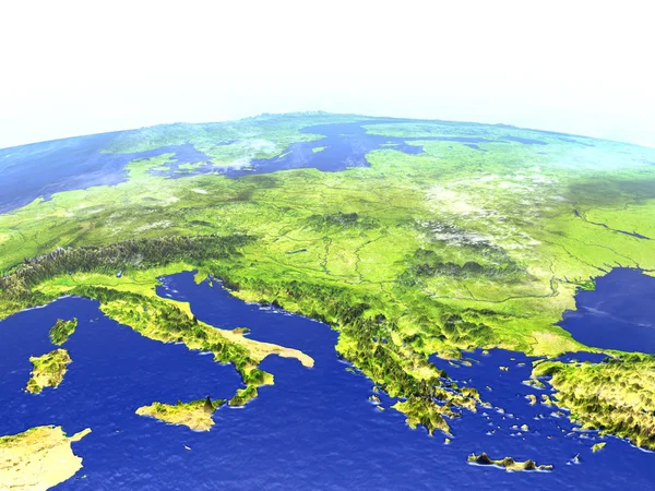 Região do mar Adriático em modelo realista da Terra — Fotografia de Stock