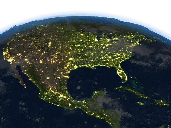 USA w nocy na planecie Ziemia — Zdjęcie stockowe