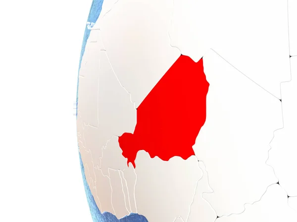 Niger op wereldbol — Stockfoto