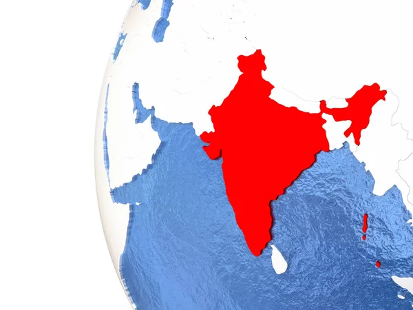India op wereldbol — Stockfoto