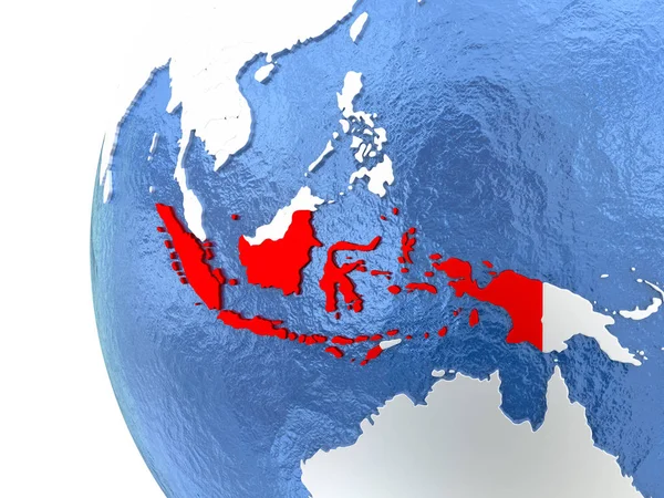 Indonésie na zeměkouli — Stock fotografie