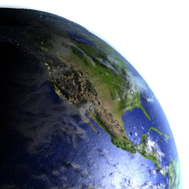 Kuzey Amerika dünya gerçekçi bir model üzerinde