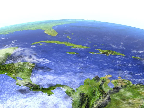Noord Caribbean op realistische model van aarde — Stockfoto