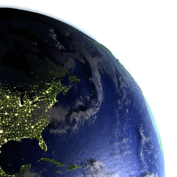 Östkusten i Nordamerika på realistisk modell av jorden — Stockfoto