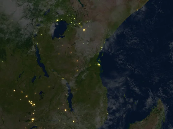 Wielkich jezior Afryki w nocy na planecie Ziemia — Zdjęcie stockowe