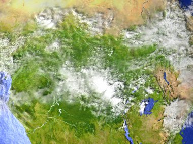 Orta Afrika Dünya gerçekçi bir model üzerinde