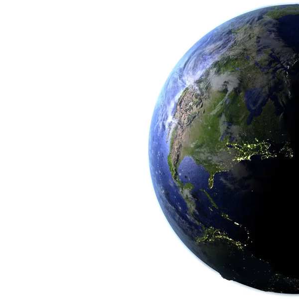 Kuzey Amerika dünya gerçekçi bir model üzerinde — Stok fotoğraf
