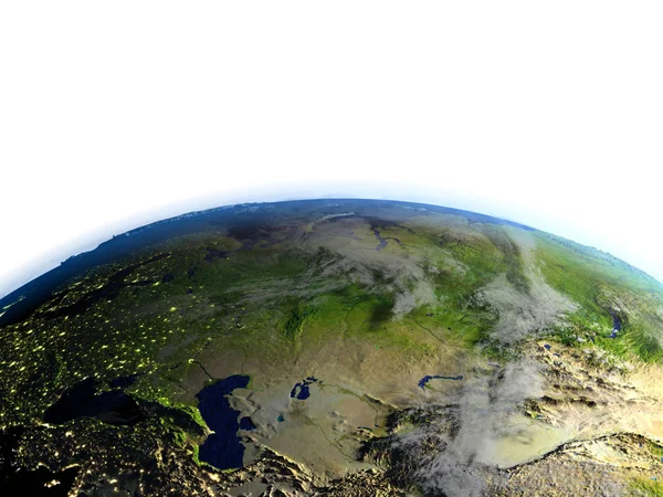 Western and central Asia on realistic model of Earth — Stock Photo, Image