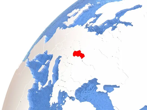 Словаччина на металеві земної кулі з синім океанів — стокове фото