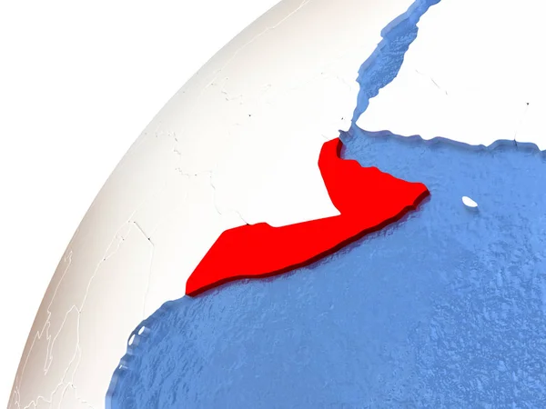 Somalie sur globe métallique avec océans bleus — Photo