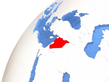 Suriye ile mavi okyanuslar metalik dünya üzerinde