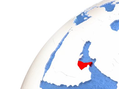 Metalik küre mavi okyanuslar ile Birleşik Arap Emirlikleri