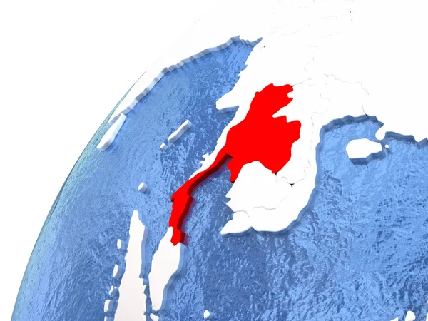 Таїланд на металеві земної кулі з синім океанів — стокове фото