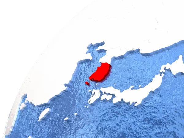 Jižní Korea na kovové koule s modré oceány — Stock fotografie