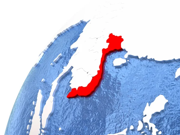 В'єтнам на металеві земної кулі з синім океанів — стокове фото