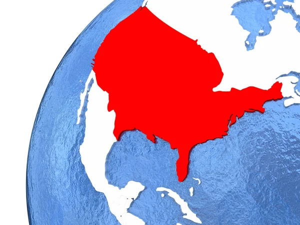 EUA em globo metálico com oceanos azuis — Fotografia de Stock