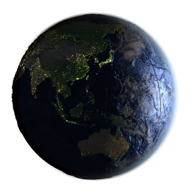 Australasia beyaz izole gece yeryüzünde