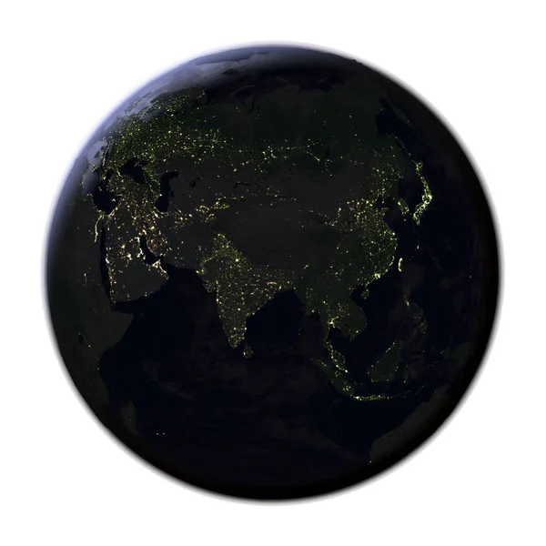 흰색 절연 하는 밤에 지구에 아시아 — 스톡 사진