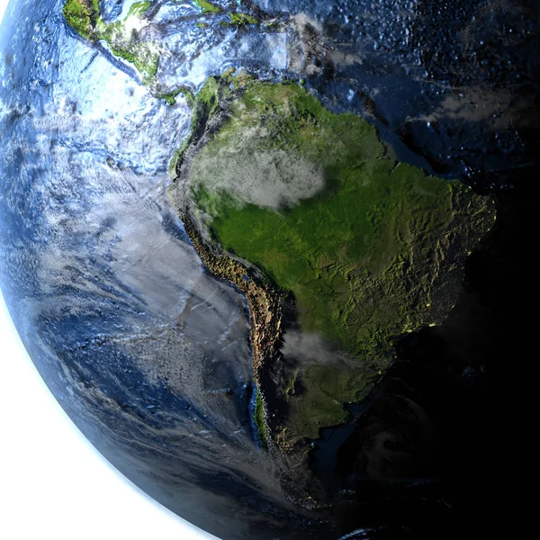 Sudamérica en la Tierra - fondo visible del océano — Foto de Stock