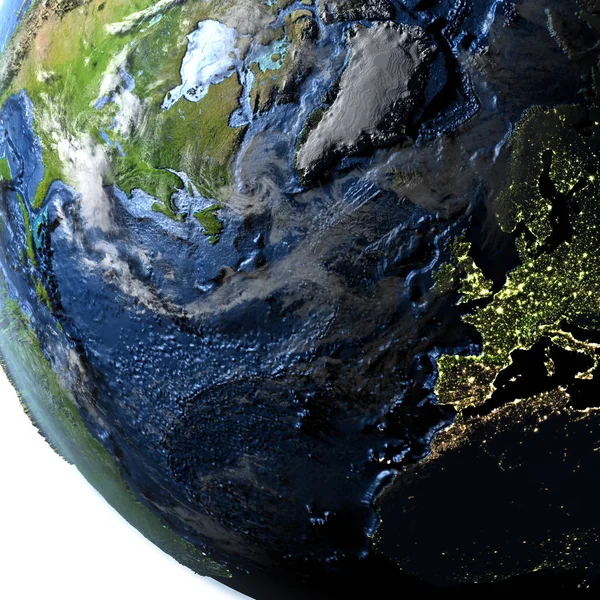 Європою і Північною Америкою на землі - видимі океанського дна — стокове фото