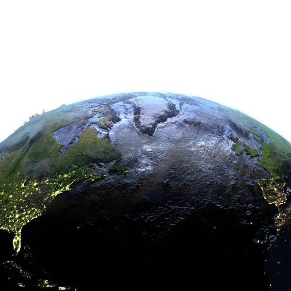 Atlántico Norte en la Tierra por la noche - fondo visible del océano — Foto de Stock