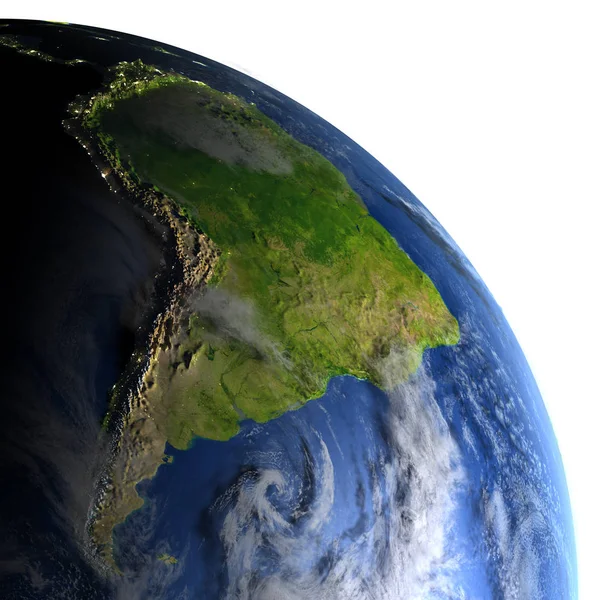 Zuid-Amerika op de planeet aarde — Stockfoto