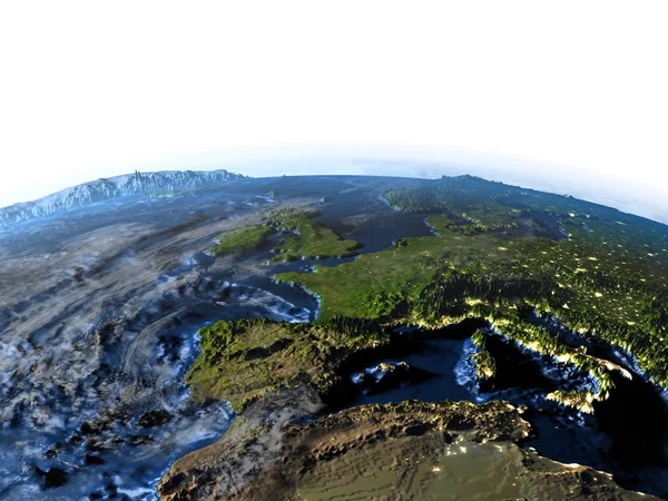 Europa bei Nacht auf der Erde - sichtbarer Meeresboden — Stockfoto