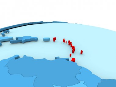 Caribbean mavi küre üzerinde