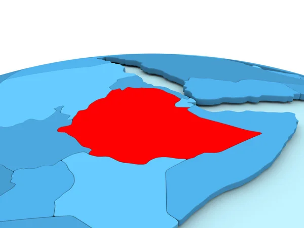 Ethiopia on blue globe — Stock Photo, Image