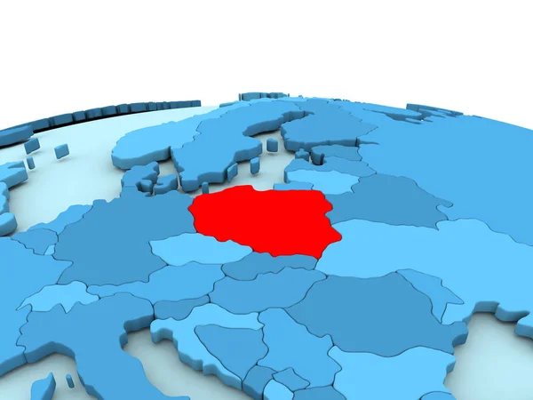 Polonia en globo azul — Foto de Stock