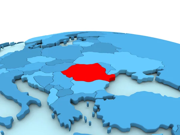 Rumania en globo azul — Foto de Stock
