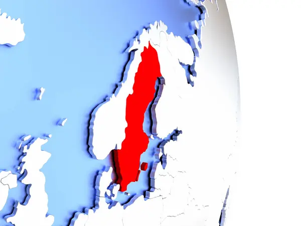 Schweden auf elegantem modernen 3D-Globus — Stockfoto