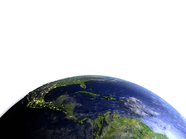Central America on realistic model of Earth — Stock Photo, Image