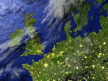 Britanya Adaları'nda Dünya'nın gerçekçi model gecesi