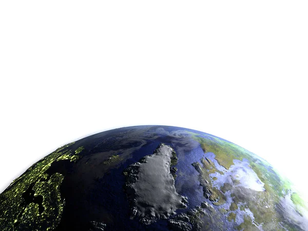 Greenland on realistic model of Earth — Stock Photo, Image