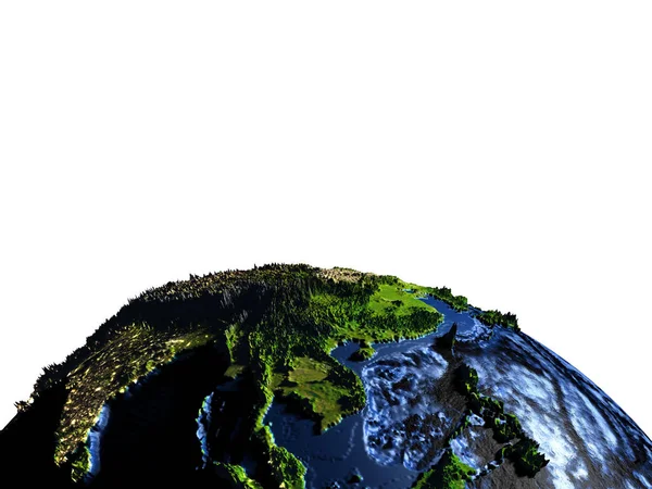 誇張された山が付いている地球のインドシナ — ストック写真