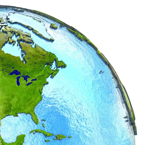 지구의 모델에 북아메리카의 동부 해안 — 스톡 사진