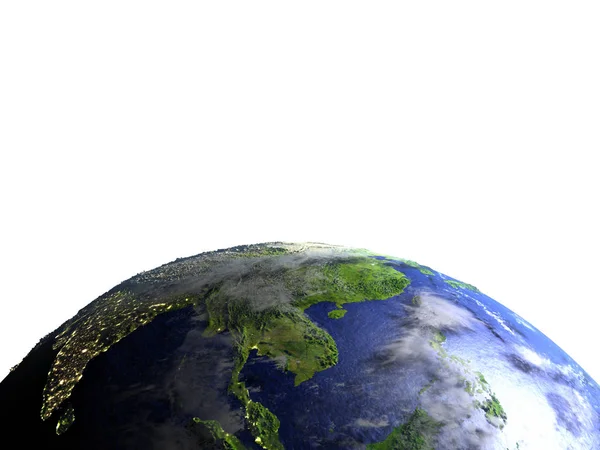 Индокитай на реалистичной модели Земли — стоковое фото