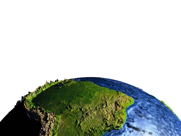 Jižní Amerika na zemi s přehnanou hory — Stock fotografie