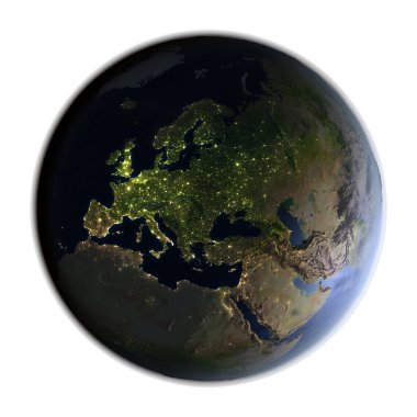 Dünya üzerinde beyaz izole geceleri Avrupa