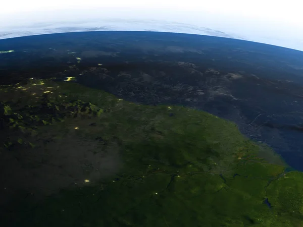 Amazon delta's nachts op de planeet aarde — Stockfoto